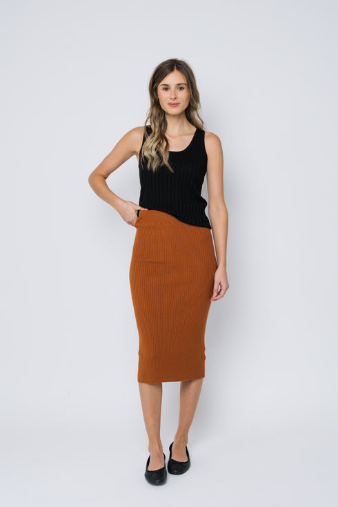 Lynne-Rib Knit Midi Skirt